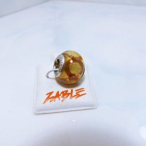 ZABLE ~ Murano Glass Gold Copper Swirl Charm Sterling Silver Bracelet Charm NWT